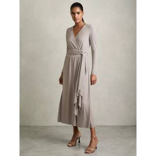 Reiss Madeline Jersey Wrap-Slips Midi KjoleEU 32 (UK 4)