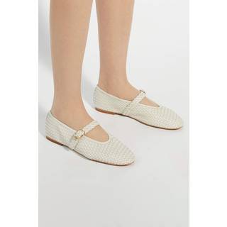 Dune London Dune London Cream Headline Mary Jane Woven Ballet Shoes