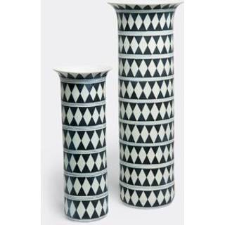 L'Objet Vases - 'Tribal Diamond' vase, medium in Black, white Earthenware