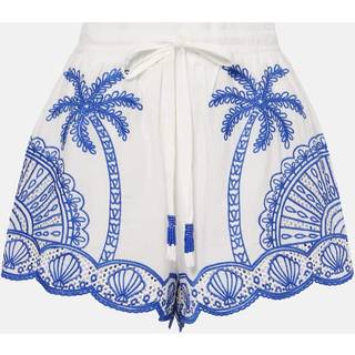 Farm Rio Palm Trees richelieu cotton shorts - white - XXS