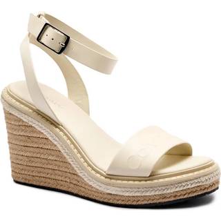 Leather Espadrille Wedge Sandals - Beige - EU 36
