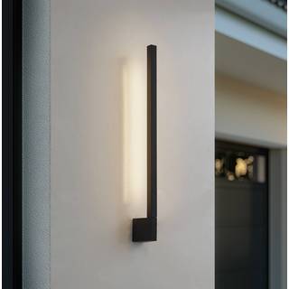 Lindby LED-væglampe Neano, 60 cm, sort, metal, IP54