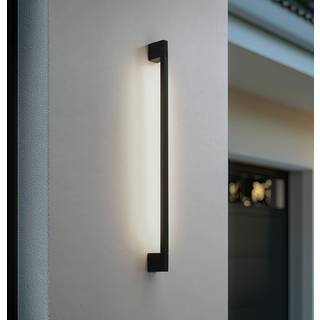 Lindby LED-væglampe Neano, 90 cm, sort, metal, IP54
