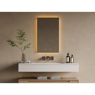 Rektangulært oplyst badeværelsesspejl med anti-dug funktion - 50 x 80 cm - MASUA