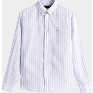 Tommy Hilfiger Tommy Hilfiger Light Blue Stripe Washed Linen Long Sleeve Shirt