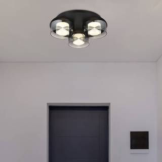 Belinda LED-loftlampe, Ø 38 cm, røggrå, 3 lyskilder, glas