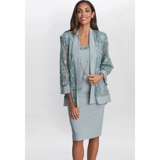 Gina Bacconi Gina Bacconi Green Beverley Soutache Dress And Jacket With Necklace