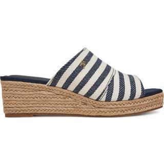 Stripe Espadrille Wedge Mules