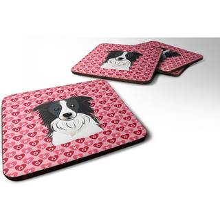 """" Caroline's Treasures Border Collie Hearts Foam Coaster Set på 4 3,5 multicolor """"