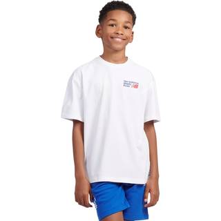 New Balance New Balance White Kids Athletic Shoes Back Graphic 100% Cotton T-Shirt