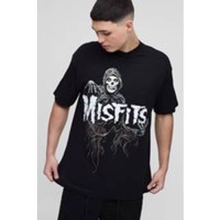 Mens Black Oversized Misfits Band License Printed T-Shirt