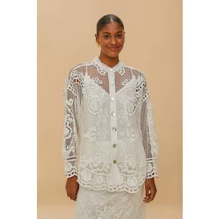 Farm Rio Swan Lake guipure shirt - white - S