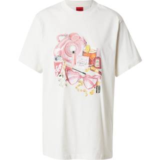 HUGO HUGO Natural Oversized Lipstick Graphic Print Jersey 100% Cotton T-Shirt