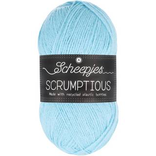 Scheepjes Scrumptious 343 French Blue Macaron Indhold: 50% Polyester fra genanvendte plastflasker / 50% akryl Vægt/længde: 100 g = ca. 300 meter Anbefalede pinde: 4 mm Strikkefasthed: 10 x 10 cm = 20 m x 24 r Kan vaskes på skånsom maskinvask, maks. 30 °C / Tørres fladt.