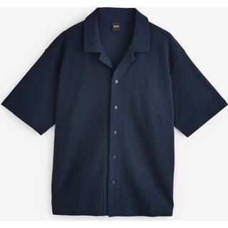 BOSS ORANGE Waffle Short Sleeve Shirt Dark Blue