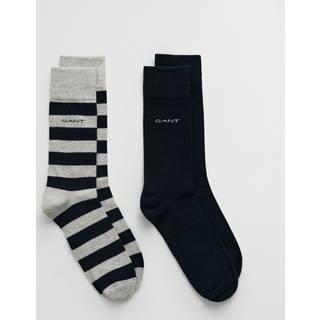 GANT Herre 2-Pack tværstribede og ensfarvede sokker (40-42)