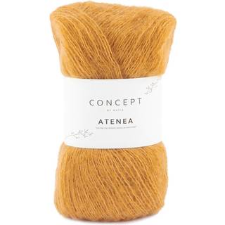 Katia Concept Atenea 83 Sennep Indhold:42% ekstrafin merinould, 40% bomuld, 18% kashmir Vægt/længde: 25 g = ca. 175 meter Anbefalede pinde: 3-3.5 mm Strikkefasthed: 10 x 10 cm = 25 m x 35 p Vask:Håndvask / Tåler ikke tørretumbling.