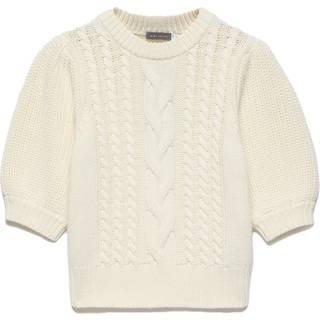 Mint Velvet Mint Velvet White Cotton Blend Cable Knit Top