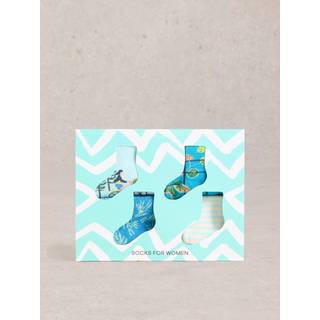 White Stuff White Stuff Blue Summer Days Ankle Socks 4 Pack