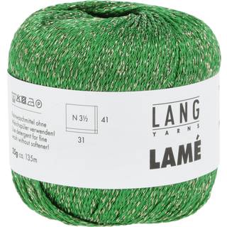 Lang Yarns Lamé 0018 Indhold: 71% Recycled polyester, 29% polyester Vægt/længde: 25 g = 135 meter Anbefalede pinde: 3,5-4 mm Strikkefasthed: 10 x 10 cm = 31 m x 41 p Vask: Maskinvask 30 °c / Tåler ikke tørretumbling.
