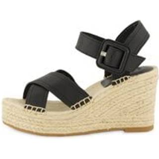 Espadriller med kilehæl og læderremme