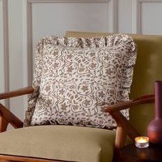 Paoletti Paoletti Linen Olive Seventy Three Linen Filigree Cushion