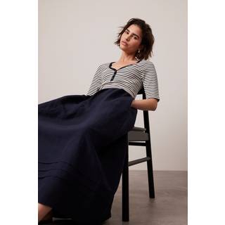 Mint Velvet Mint Velvet Navy Striped Woven Mix Midi Dress