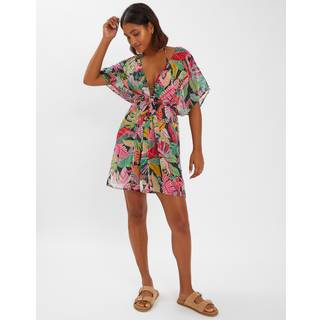 Accessorize Accessorize Black Tropical Print Chiffon Kaftan