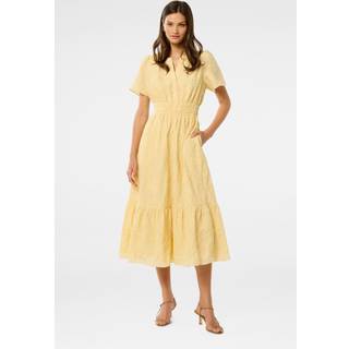 Forever New Forever New Yellow Eleanor Embroidered 100% Cotton Midi Dress