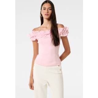 Forever New Forever New Pink Stephanie Ruffle Crepe Bustier Top