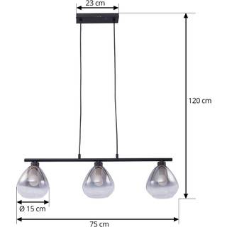Lindby hængelampe, sort, glas, længde 75 cm