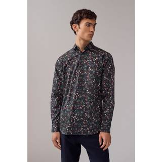 Next Navy Jacobean Floral Slim Fit 100% Cotton Long Sleeve Print Shirt