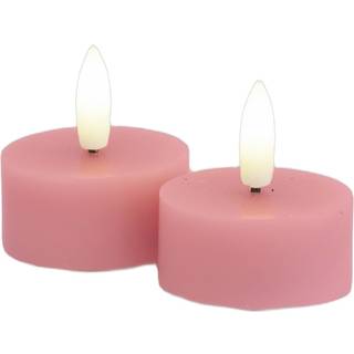 Sirius Sille LED-fyrfadslys rosa 2 stk Ø4,5 cm H2,2 cm