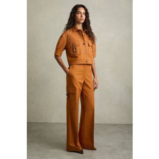 Reiss Reiss Rust Mariane Button-Through Cropped Cargo Top