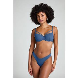 Hunkemöller Højskåret Bikinitrusse Scallop blå