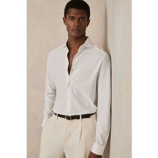 Reiss Reiss White Hayes Cotton-Jersey Stripe-Jacquard Shirt