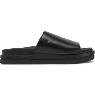 Faux Leather Sliders - Black - EU 38