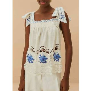 Farm Rio Jardin de RÃªve floral linen-blend top - multicoloured - S