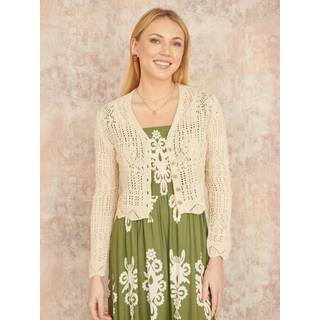 Yumi Yumi Natural Crochet Knitted Cropped Cardigan
