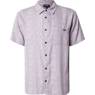 Billabong Billabong Purple 100% Cotton Sundays Geometric Print Jacquard Short Sleeve Shirt