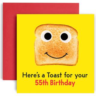 HUXTERS 55 -?rs f?dselsdagskort - Sjove f?dselsdagskort til kvinder og m?nd - Herre A Toast Tillykke med f?dselsdagskort - Paper Birthday Card ti