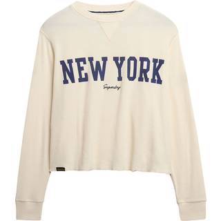 Superdry Superdry White Athletic Essential Graphic Print Long Sleeve 100% Cotton Top
