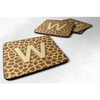 """" Caroline's Treasures CJ1025-WFC Monogram-Giraffe Foam Coasters (Sæt på 4) indledende bogstav W 3.5 """" ""H x 3.5"" """" ""W multicolor"" ""