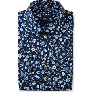 OLYMP Herren Kurzarmhemd blau,multicolor gemustert