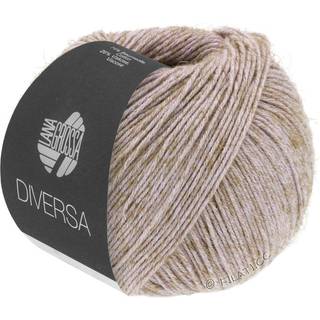 Lana Grossa Diversa 02 Rosabeige Indhold: 74% bomuld, 26% viskose Vægt/Længde: 50 g = ca. 210 meter Anbefalede pinde: 3.5-4 mm Strikkefasthed: 10 x 10 cm = 24 m x 32 p Vask:Finvask 30º/ Tørres fladt.