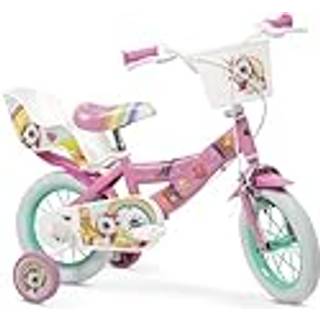 Toimsa: Enhjørning børnecykel med kurv og dukkesæde - størrelse 12