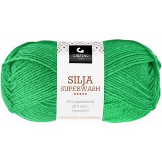 Gjestal Silja Superwash 395 Skarp grøn Indhold: 80% superwash uld, 20% nylon Vægt/Længde: 50 g = ca. 150 meter Anbefalede pinde: 3.00 mm Strikkefasthed: 10 cm = 26 m Vask: Uldvask 40ºC / Brug ikke skyllemiddel / Tåler ikke tørretumbler / Tørres fladt.