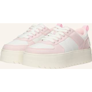 Sneakers med plateausål og colour-blocking samt statementbranding