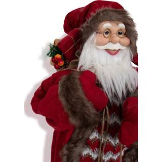 Stor julemand 90 cm høj - Med trækælk og gavesæk - Stor og flot julemand til hjemmet