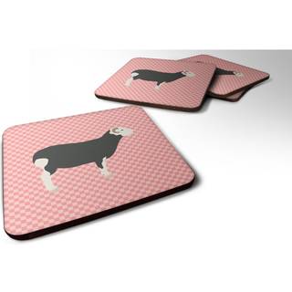 """" Caroline's Treasures Herwick Sheep Pink Check Decorative Coasters 3.5 Multicolor """"